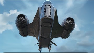 Razor crest ship realistic landing, VFX cinema 4d, redshift, after effects