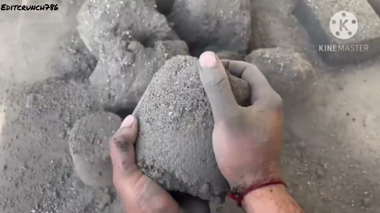 Water dry floor huge white concrete chunks and shapes crumbling in water