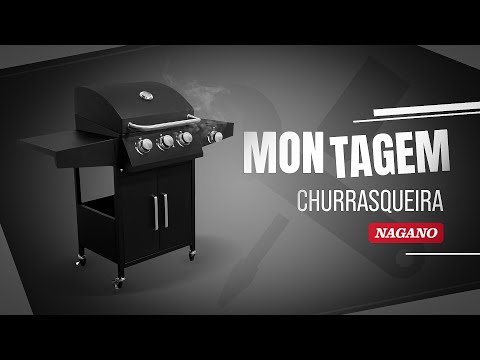 Vídeo de Churrasqueira a Gás 3 Queimadores Centrais 1 Lateral Americana a Bafo Carrinho
