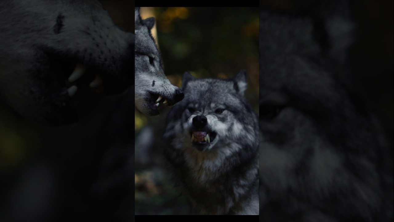 Timber Wolf Fight: Snapping Jaws in Action!