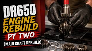 DR650 ENGINE REBUILD PART 2 ||  GEARBOX FIX || MAIN SHAFT REBUILD