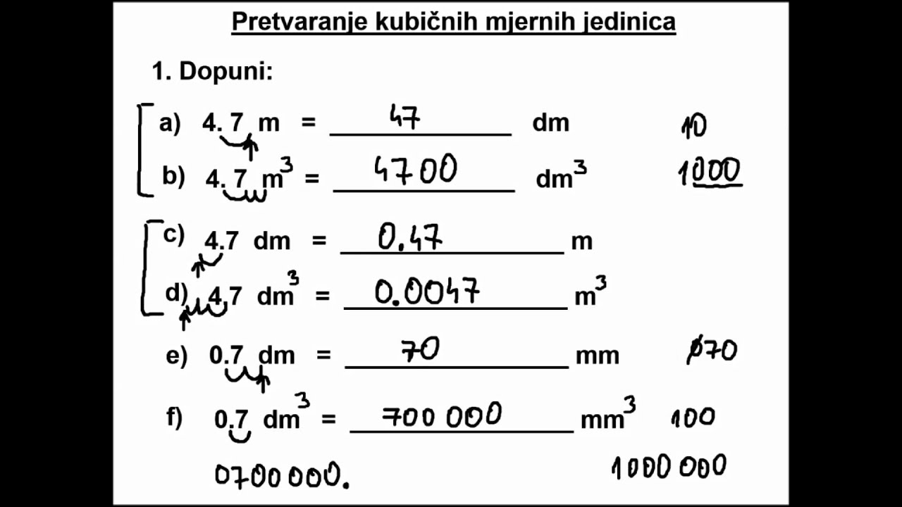 Pretvaranje kubičnih mjernih jedinica - YouTube