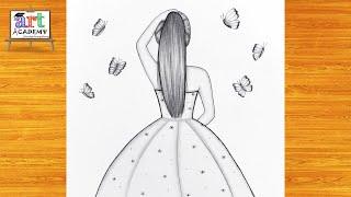 How to draw a Girl with Butterflies -Pencil sketch || Drawing easy for beginner || Girl drawing