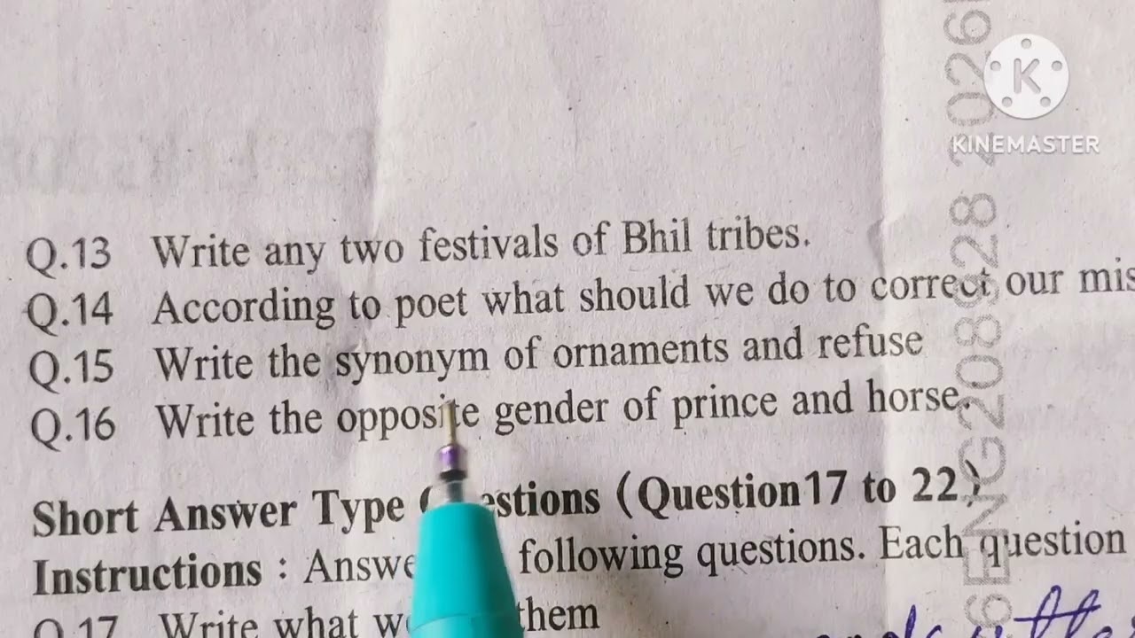Answer key // Class 8th English//annual exam paper 2026 //MP board 