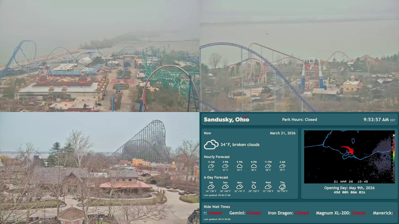 🔴LIVE - Cedar Point Webcams 24/7 🎢❄️