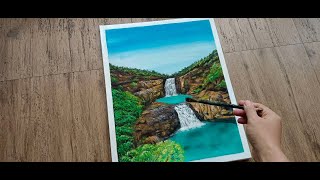 Cara Mudah Melukis Air Terjun Cat Akrilik | Painting Stunning Waterfall Landscape Tutorial Cara Mudah Melukis Air Terjun Cat Akrilik | Painting Stunning Waterfall Landscape Tutorial