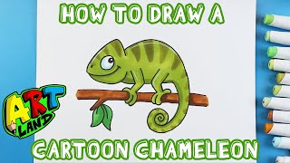 How to Draw a CARTOON CHAMELEON!!!
