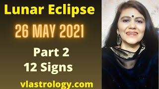 Lunar Eclipse 26 May 2021 Part 2 - 12 Signs Analysis by Vanita Lenka