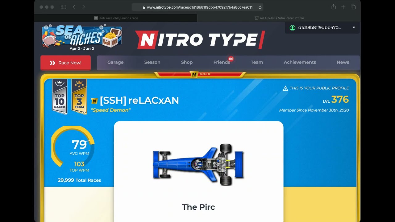 Nitro type getting the Watch (30,000 races!!!) - YouTube