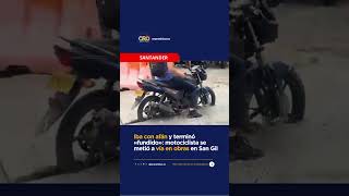 Insólito caso en San Gil: omitió señalización y terminó atrapado en concreto fresco | Oro Noticias