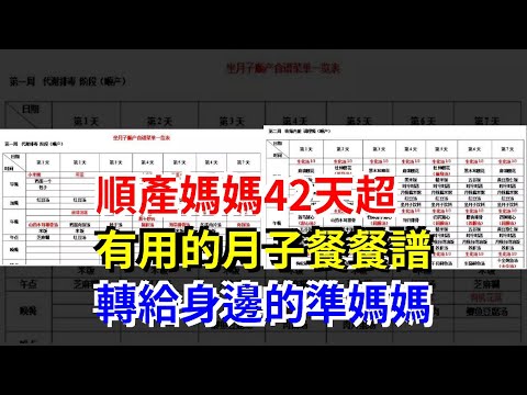順產媽媽42天超有用的月子餐餐譜，轉給身邊的準媽媽