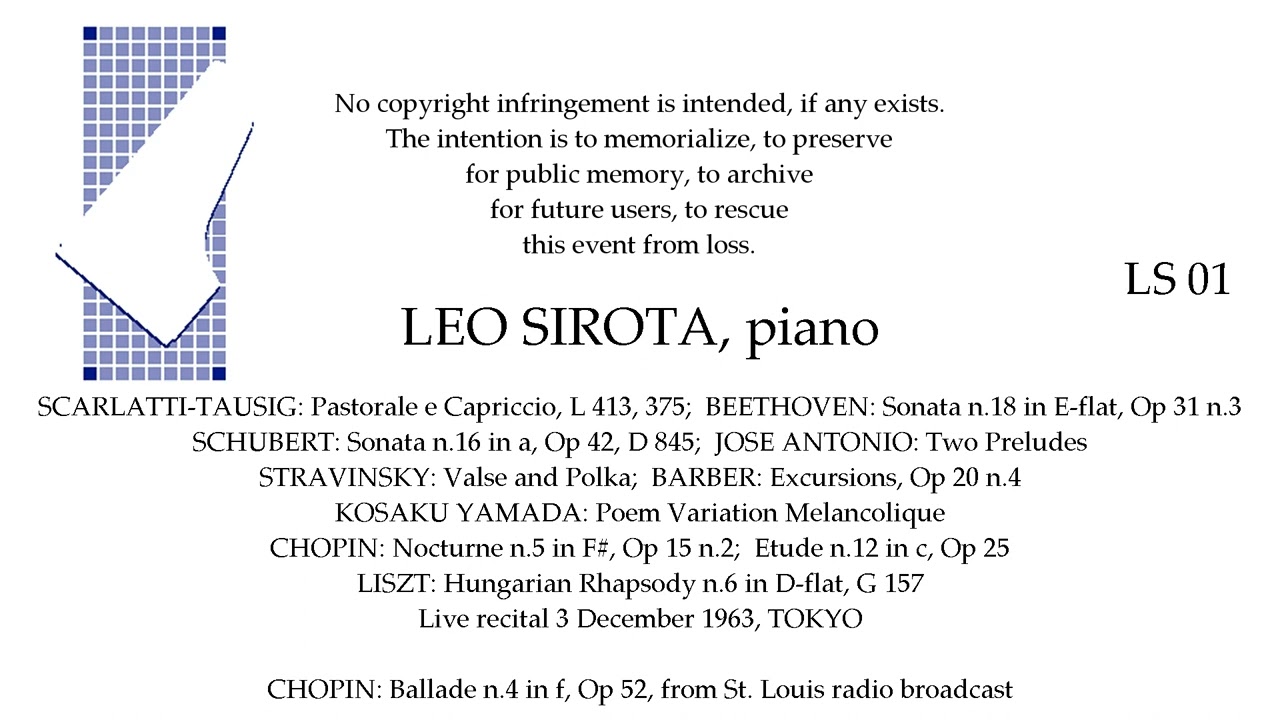 LEO SIROTA Live Recital 3 December 1963, TOKYO