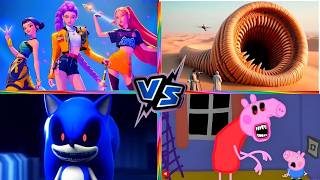 Erosion Worm 🆚 Siren Head 🆚 Kpop demon hunter 🆚 Sonic 🎵Who is win? Tiles Hop EDM Rush screenshot 5