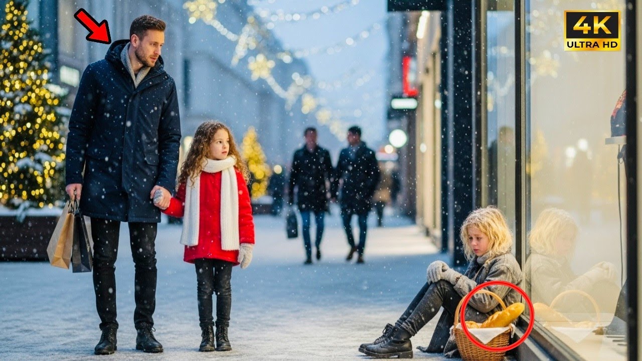 Daddy,why is she selling bread on christmas eve?the little girl asked—then single dad did the