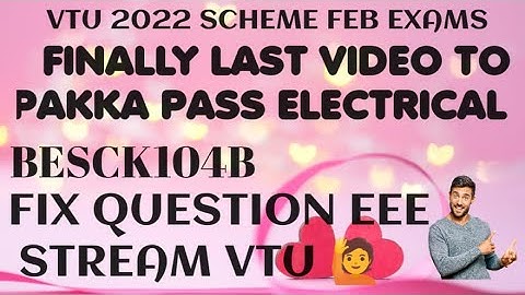 Passing Package Introduction To Electrical| Fixed question | BESCK104B | Important Question | #vtu