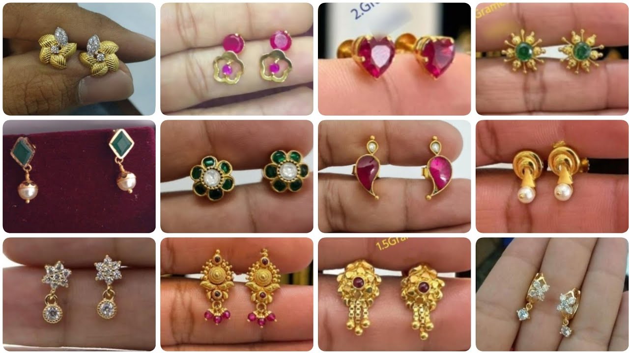 1.5grams small stud daily wear earrings collection. - YouTube