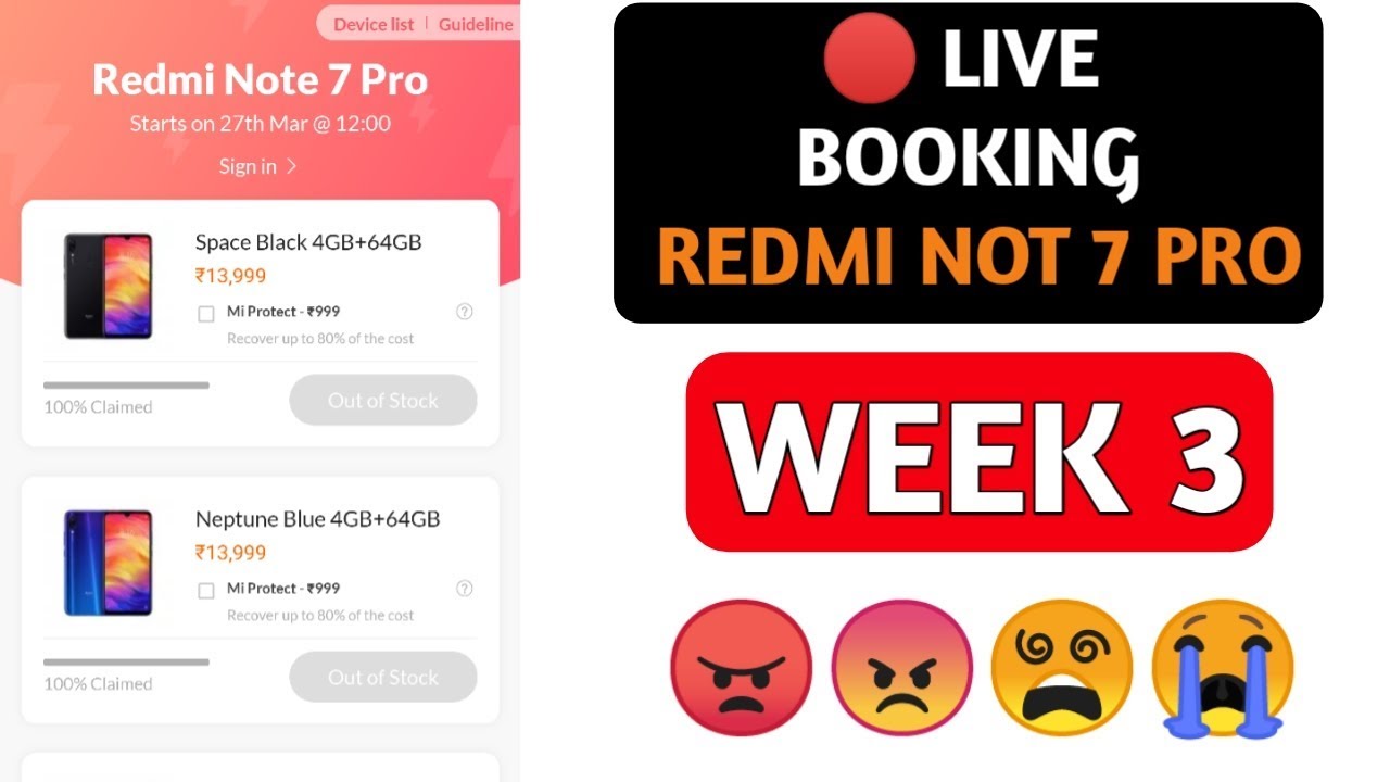 🔴 LIVE : Booking Redmi Not 7 Pro * Week 3 * 😠😡😵😭