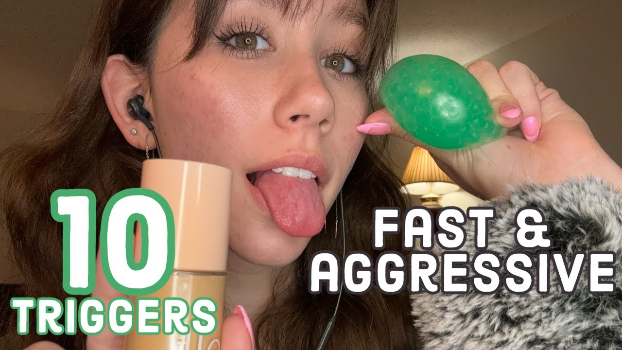 ASMR | 10 Fast & Aggressive Triggers W/ Mouth Sounds (Mic Brushing, Liquid Sounds, Pumping, Etc.