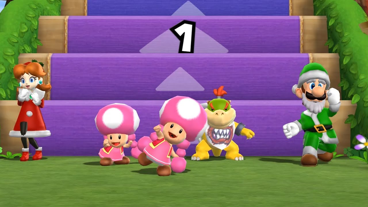 Step it Up Minigames Battle 7 Wins - Daisy Vs Toadette Vs Bowser Jr. Vs Luigi | Mario Party 9