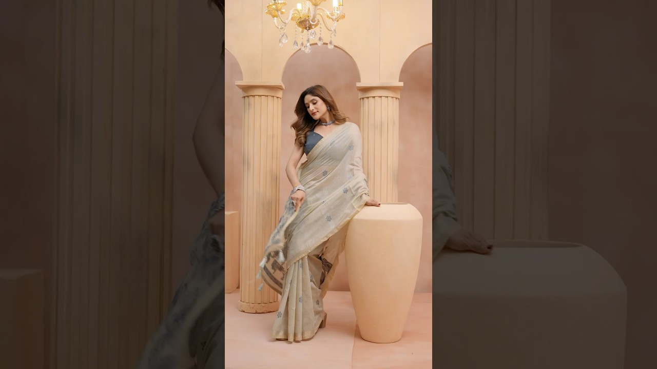 Mint Green Jacquard Weaving Saree – Floral Pallu, Heavy Cotton Blend