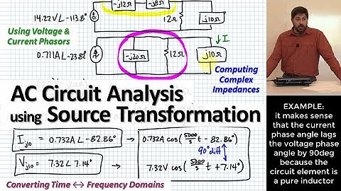 AC Circuit Analysis Source Transformation Example: Phasors, Impedances, & Sequential Simplification