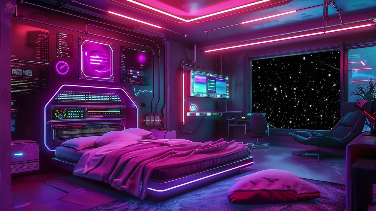 Neon Sanctuary in Deep Space | Space Ship Astral Rumble | Relaxing Sounds of Space Sleep | 10 hours