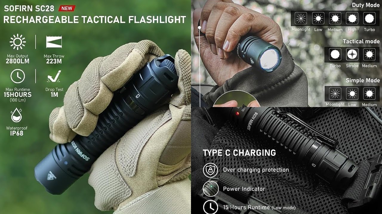 Sofirn SC31T Rechargeable Led Torch, Portable Flashlight With 18650 Battery,2000 Lumen SST40 6500K LED,Super Bright With 18650 Battery, Type C Charging Port, EDC Light For Camping Hiking Fishing