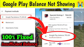 Google Play Balance Not Showing In Free Fire || Google Play Insufficient Balance Problem Solve 2025