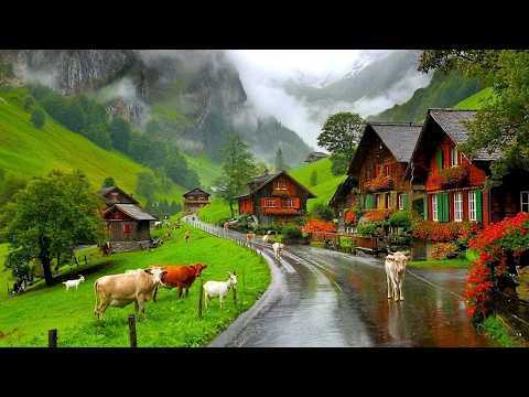 Heavenly Swiss Villages on a Rainy Day - Relaxing walk in the Most Beautiful Swiss Countryside