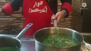 طريقة عمل ملوخية مصرية  في مطعم ام حسن المشهور🍽