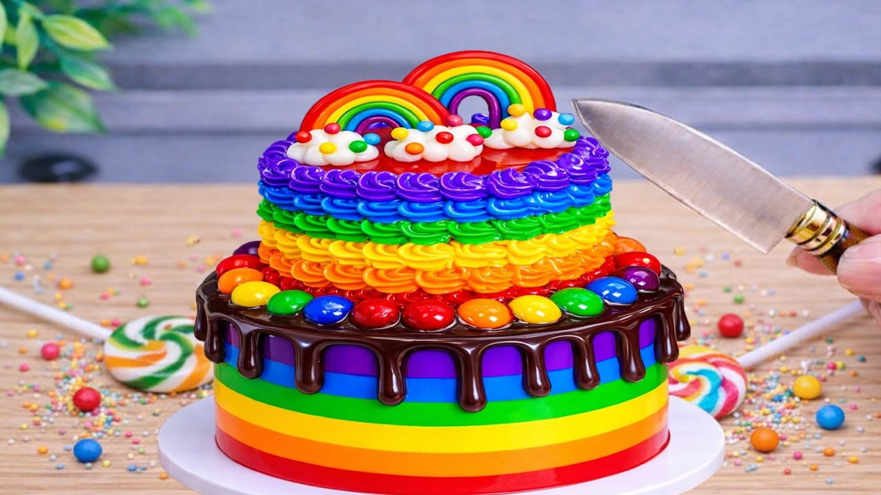 Mini Rainbow Chocolate Cake 🌈 Perfect Drip Cake Decorating & Cutting ...