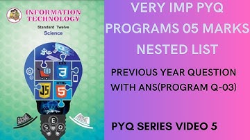 HTML PYQ PROGRAM 03 | Information Technology PYQ |HSC IT EXAM PYQ | CLASS12 | Nested list | EXAM2024