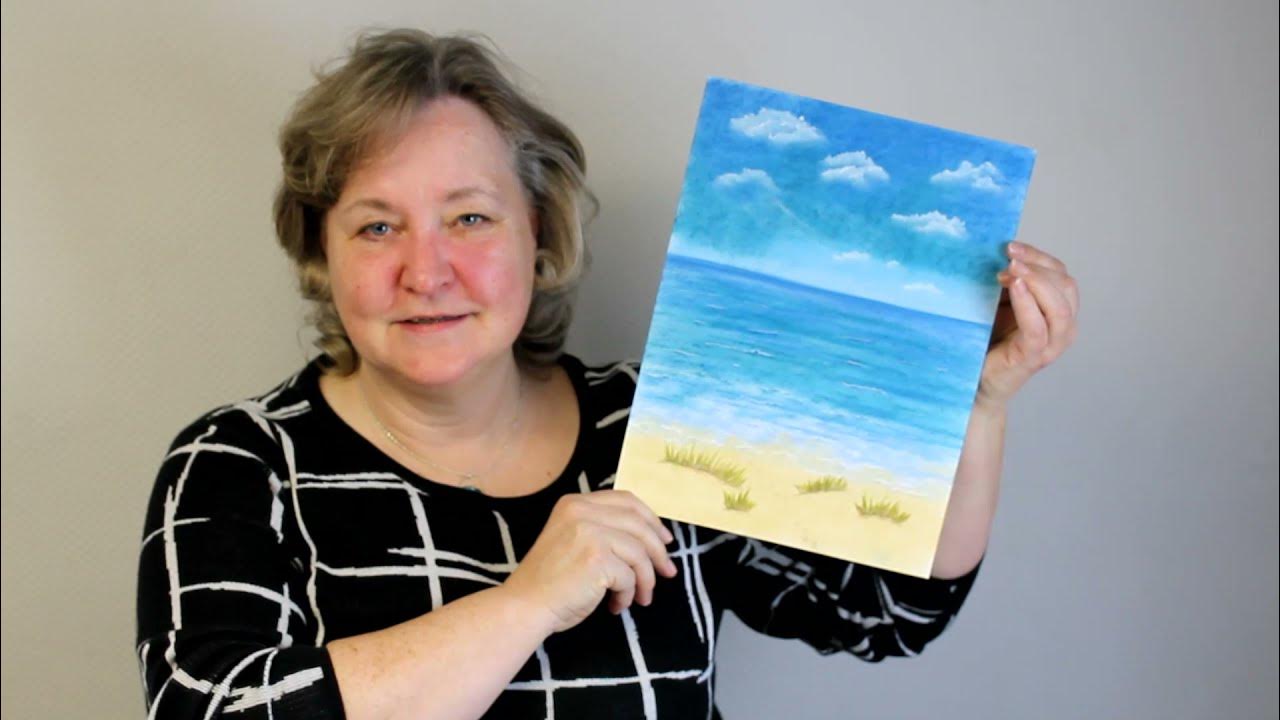 DIY Pastellbild / Pastell Strandlandschaft / Malen mit Pastellkreide