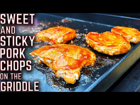 MY FAMILY CAN'T STOP MAKING THESE! SWEET & STICKY PORK CHOPS ON THE GRIDDLE! EASY FLAT TOP RECIPE