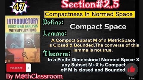 Compactness Def Lemma&Theorem In Finite Dimensional Normed Space M⊂X Compact iff M is closed&Bounded