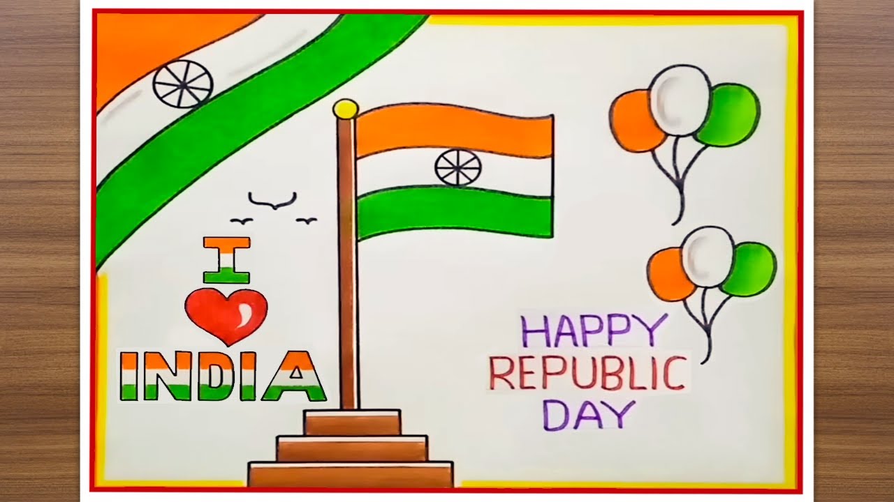 Republic Day Drawing / Republic Day Poster / How To Draw Republic Day  Drawing / I love my india - YouTube