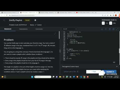 Dotify Playlist codechef solution