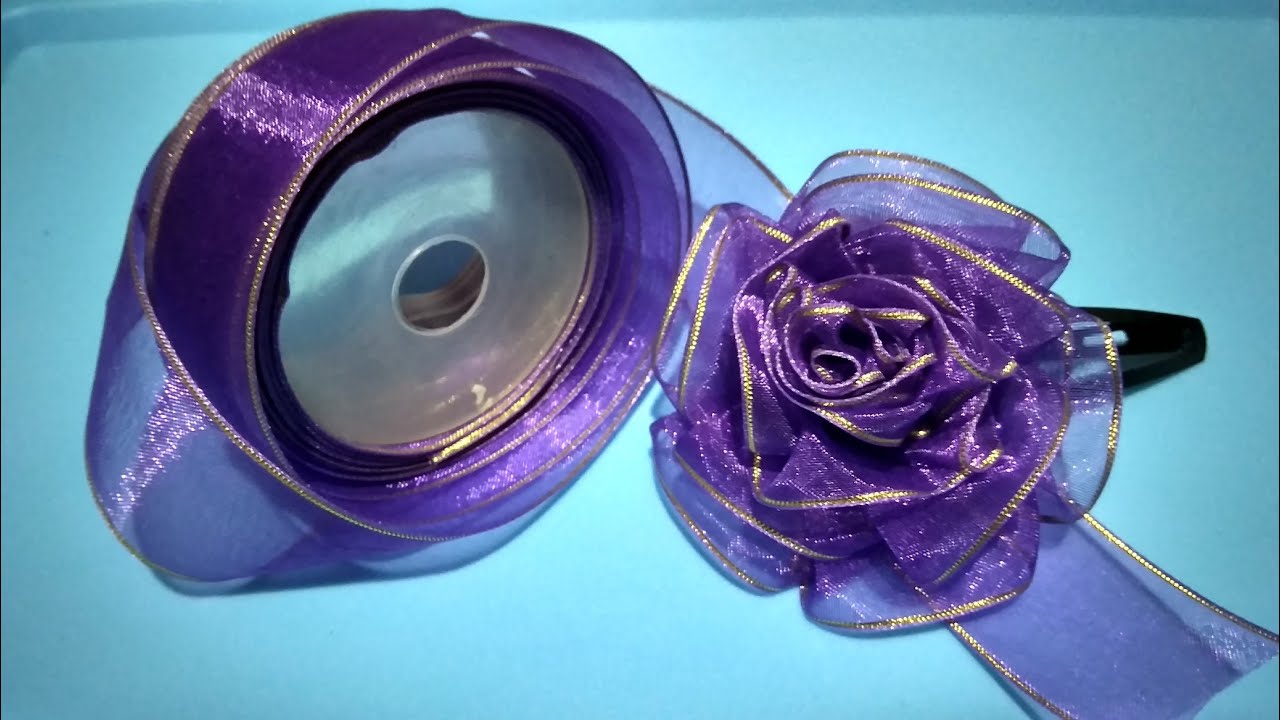 DIY Make Rose Flower with Ribbon Tutorial  Membuat Jepit  