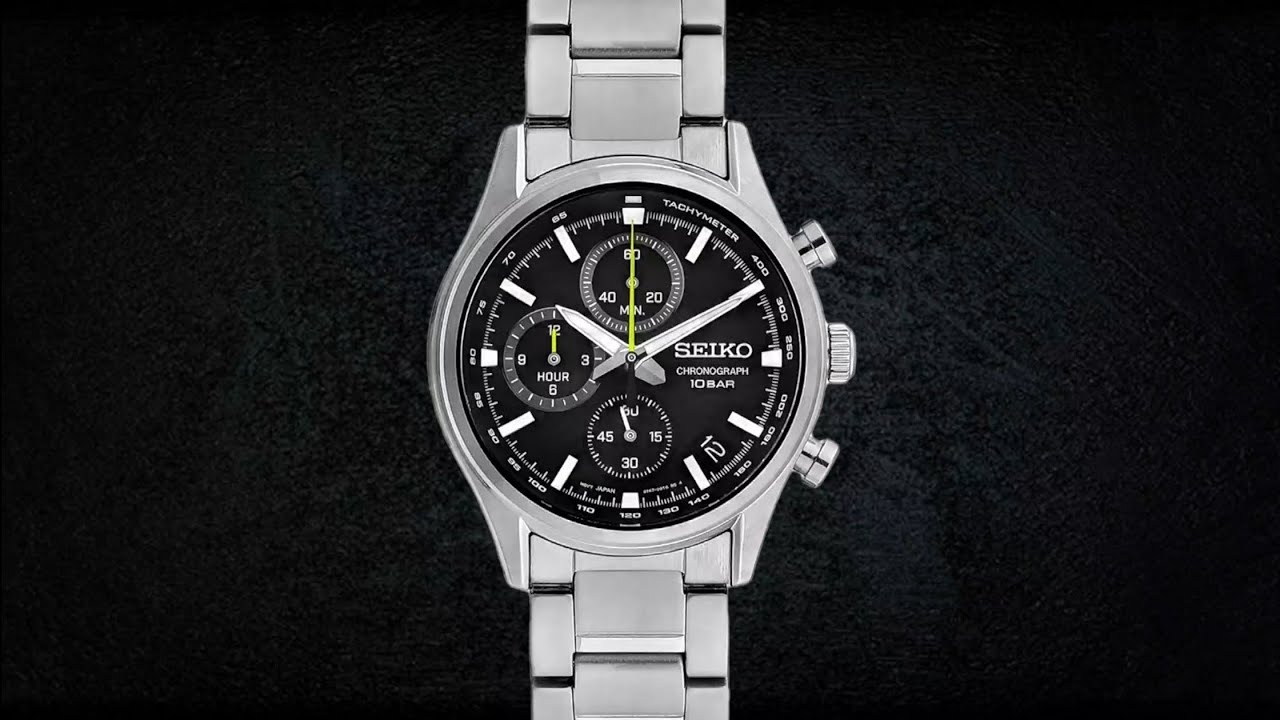 Seiko Chronograph 10 Bar Analog Black Dial Men's Watch - YouTube