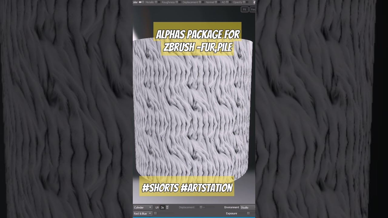 Alphas package for Zbrush fur,pile 