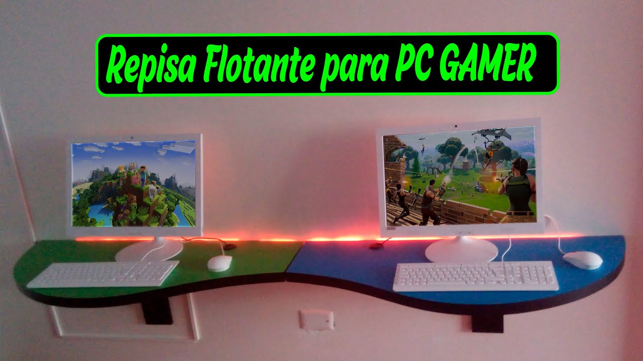 Como hacer repisa flotante computador PC, escritorio gamer - YouTube