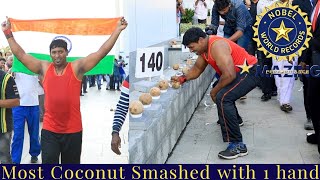 Most Coconut Smash with 1 hand in 1 Minute | 147 Coconut Smash in 1 Minute | Nobel World Records 😮 Profile