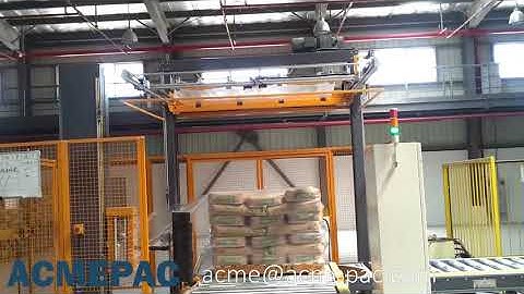 Robotic Bag Palletizer, Palletzing & Wrapping Line for Concrete, Fertilizer, Powder Bags