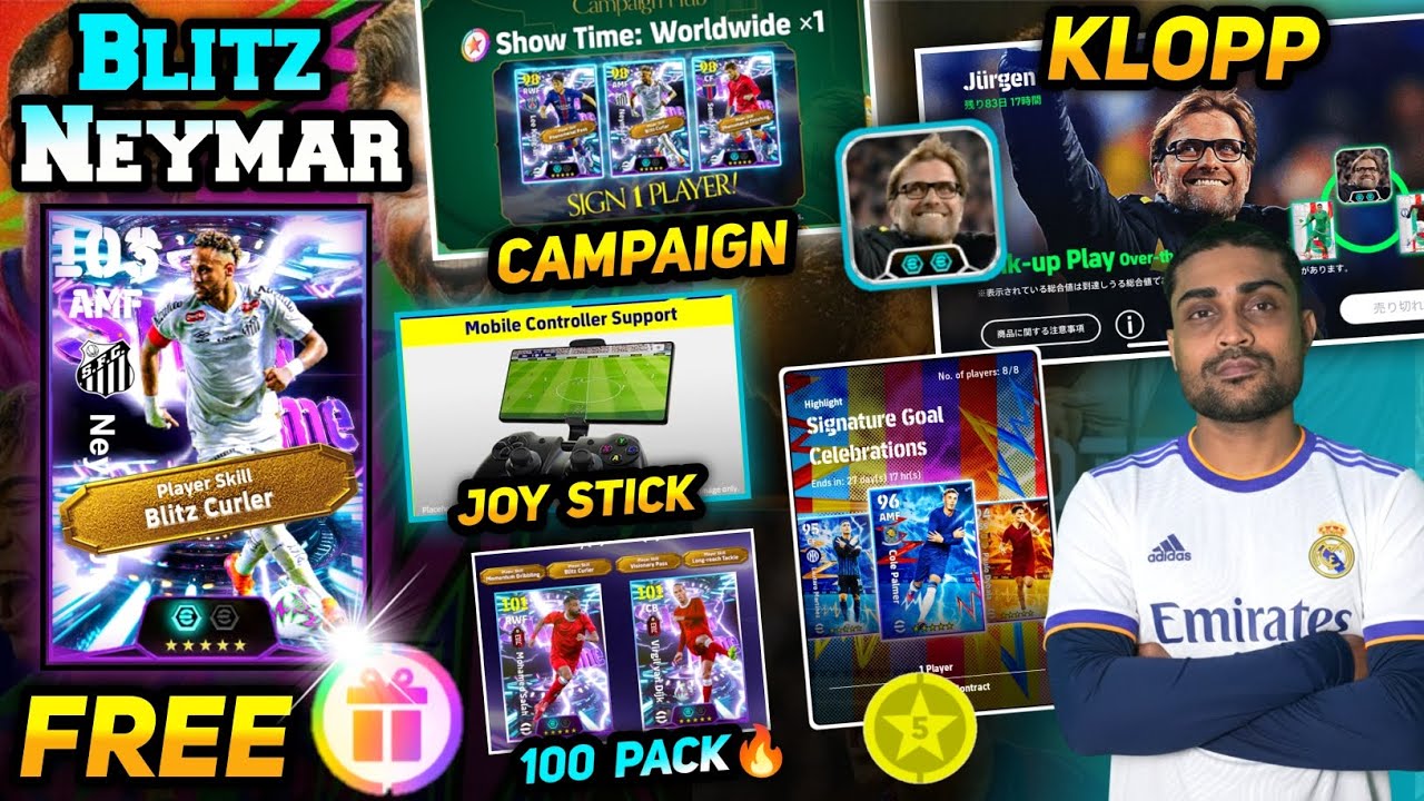 Free Blitz Curl Neymar😱 Klopp Manager Pack, Free Coins & Campings In E-Football 26🔥| New Update 