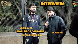 Winning Captains Interview Ubaid Ali team Marlbros  Acl S06 Final Ceremony cricketsure