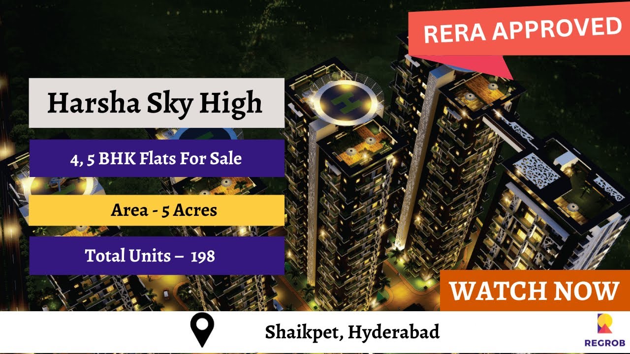 Harsha Sky High ☎️7669414525 4, 5 BHK Apartments For Sale in Shaikpet, Hyderabad YouTube