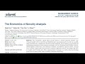 Lu's Podcast Ep. 8: "The Economics of Security Analysis"