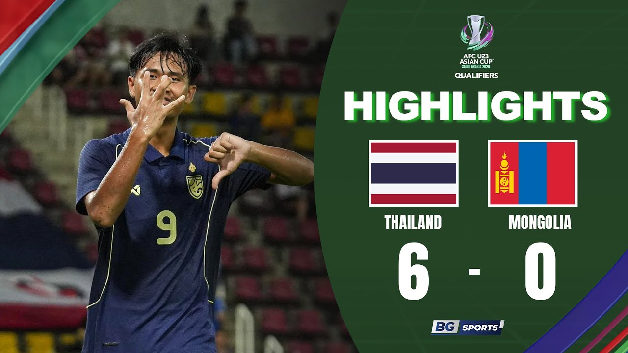 HIGHLIGHTS : Thailand U23 6-0 Mongolia | 2026 AFC U23 Asian Cup Qualification| Group F | 03.09.25