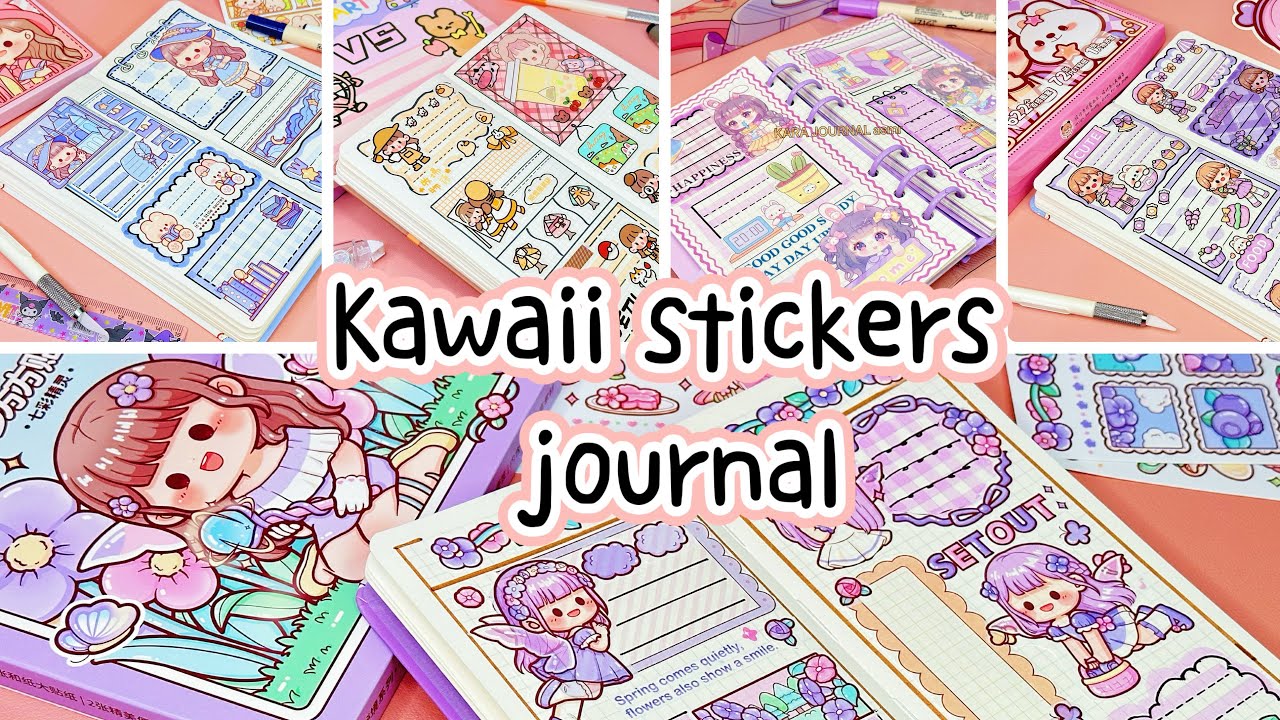 stickers journaling 💜🩷🩵cute kawaii sticker🌈 Immersive ASMR