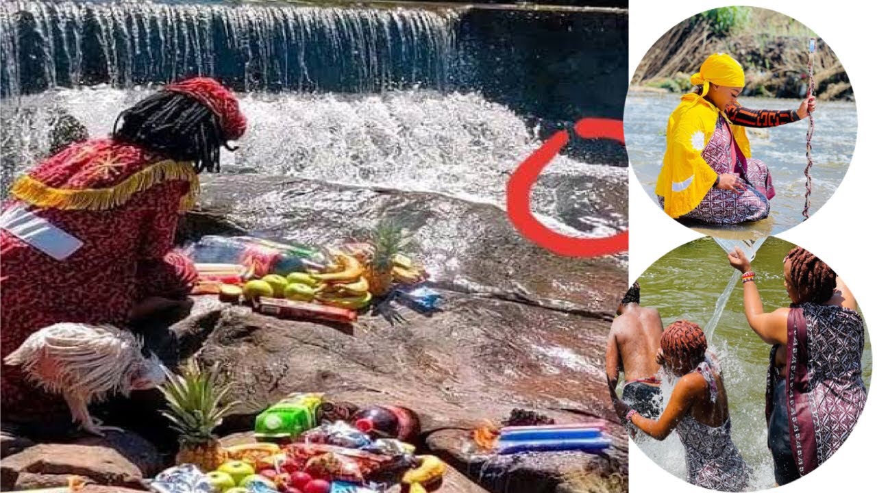 A Sangoma was busy performing a ritual at the river but people noticed something strange .